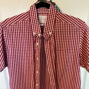 Saturdays NYC Surf red and white checkered button down shirt